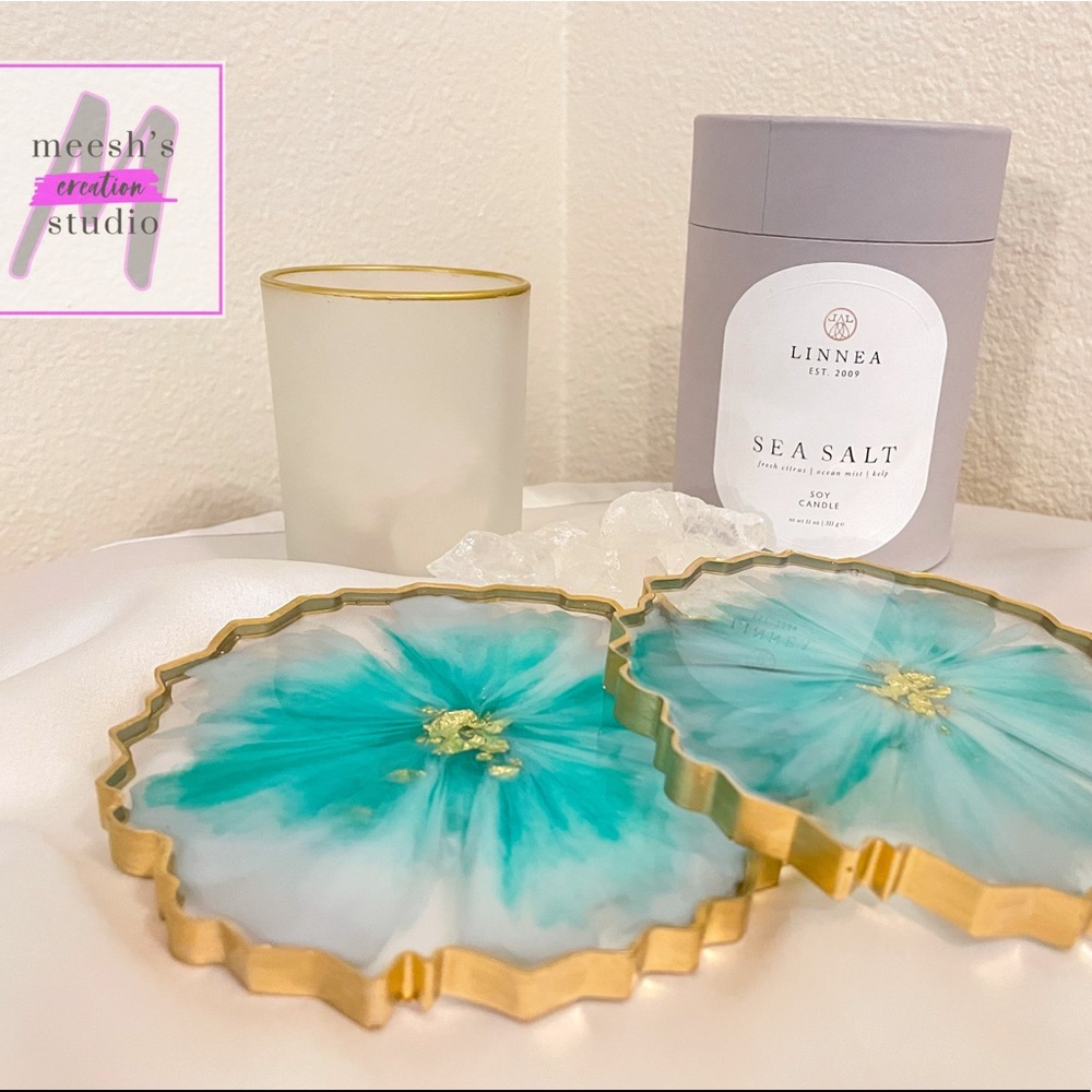 2 Custom Handcrafted Resin Coasters